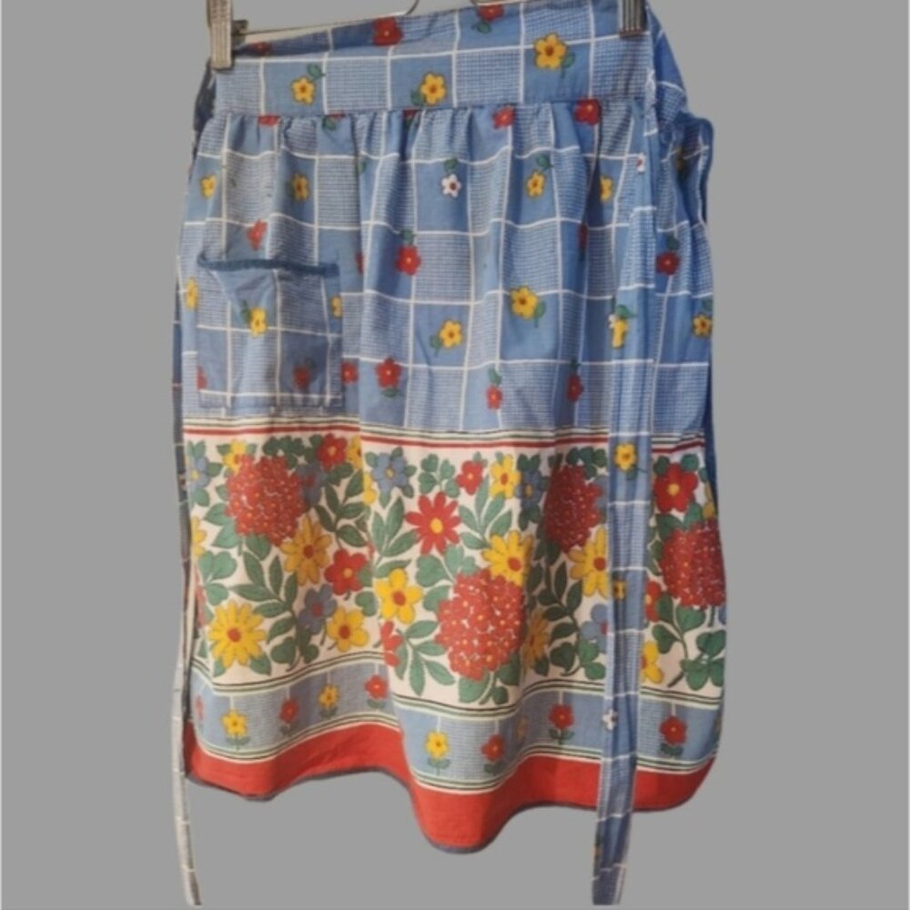 Floral‎ 1950's Half Apron Skirt Cottagecore Spring Bright